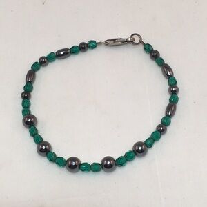 Emerald Beads and Hematite Beads Bracelet